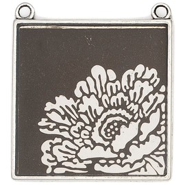 Blue Moon Beads Bella Artiste Metal Pendant, Frame Square Flower, Antique Silver