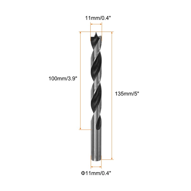 sourcing map Brad Point Drill Bits 11mm(28/64") Dia Straight Round
