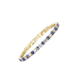 UOOANUO Evil Eye Bracelets for Women 18K Gold and Silver Filled with 4MM Cubic Zirconia Tennis Bracelet Evil Eye Jewelry (14K Gold)