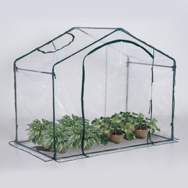 Outsunny 6' x 3.5' x 5' Outdoor Walk-in Tunnel Greenhouse with Roll-Up Window, Zippered Door, & PVC Weather Cover