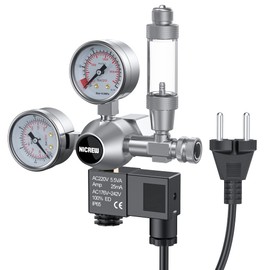NICREW CO2 Pressure Reducer Aquarium, CO2 Pressure Regulator with 2 Pressure Gauge, Solenoid Valve and Bubble Counter for Aquarium