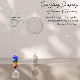 GIFTELIX Glass Ornament Suncatcher - My Angel HAS Whiskers - Cats Memorial Sympathy Gift - Crystal Rainbow Maker for Cat Lover - Bereavement Keepsake - Daily Remembrance - Hanging Home Garden Decor