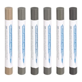 HARFINGTON Wood Filler Sticks 6 Colors Wooden Wax Touch Up Furniture Repair Crayons for Light Iron Gray, Light Luxury Gray, Dark Gray, Dark Lead Gray, Cement Gray, Rubberwood