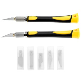 QWORK Exacto Knife Kit, 2PCS Precision Hobby Knife Set with 50pcs Blades for Crafting, Modeling, Scoring & DIY Projects