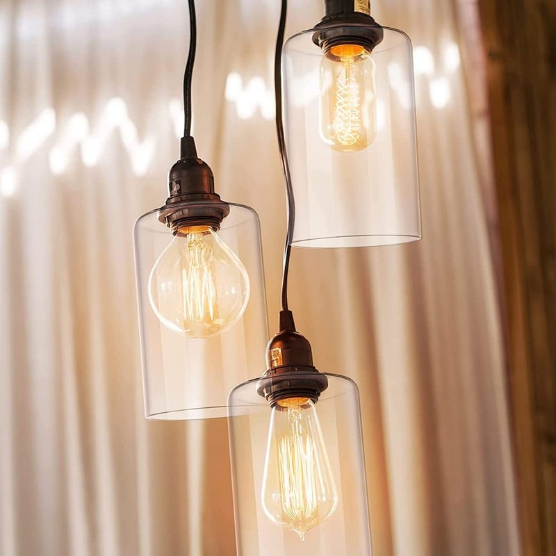 Clear Glass Cylinder Shade, 2 pack, Pendant Lights Shade Fixture