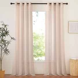 NICETOWN Taupe Sheer Curtains 90 inches Long, Grommet Airy & Elegant Light Filtering Soft Sheer Lightweight Window Treatment for Bedroom/Living Room, W54 x L90, 2 Panels