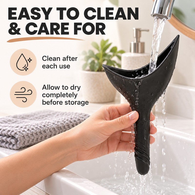Female Urination Device for Standing Convenience – Black Portable Silicone