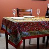 India Arts Cotton Floral Tie Dye Tablecloth Rectangle Red Tan