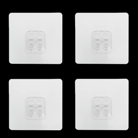 Alamic 4 Pack Shower Caddy Adhesive Sticker Hook Mount for Shower Caddy Basket Bathroom Shelf Soap Dish Holder Kitchen Sink Caddy Replacement Adhesive Hooks (4pack) (Transparent)