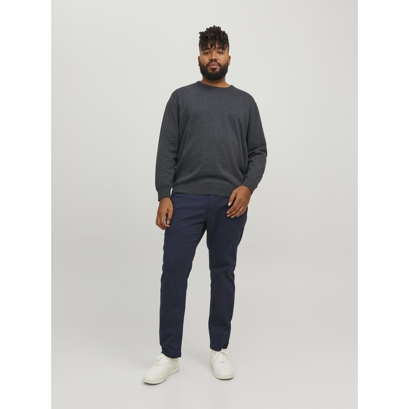 JACK & JONES Male Plus Size Pullover Basic, Dark grey