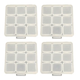 douyif Sorting Box, Mini Square Storage Box, Pack of 4, Bead Storage Box with 9 Compartments, Small Plastic Sorting Box, Transparent for Beads, Jewellery, Small Parts (Mini Square)