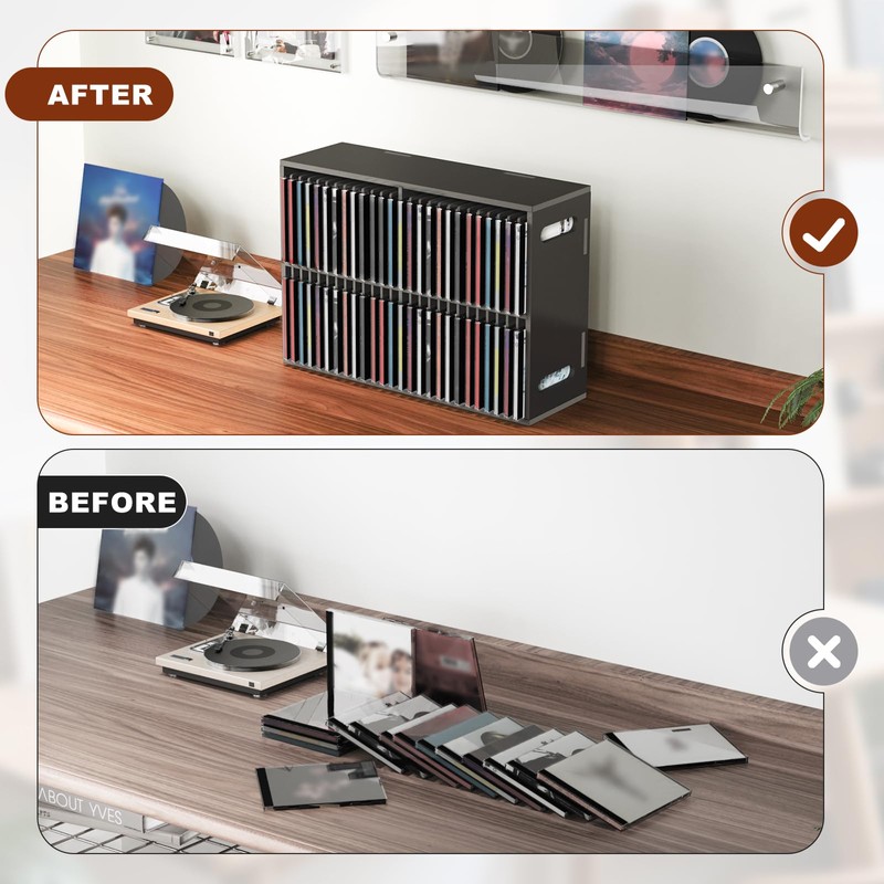 SANFURNEY 52 Slots CD Holder, Wall-Mounted CD Holder Stand