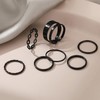 Black Knuckle Rings Set for Women Trendy Stackable Rings Cute