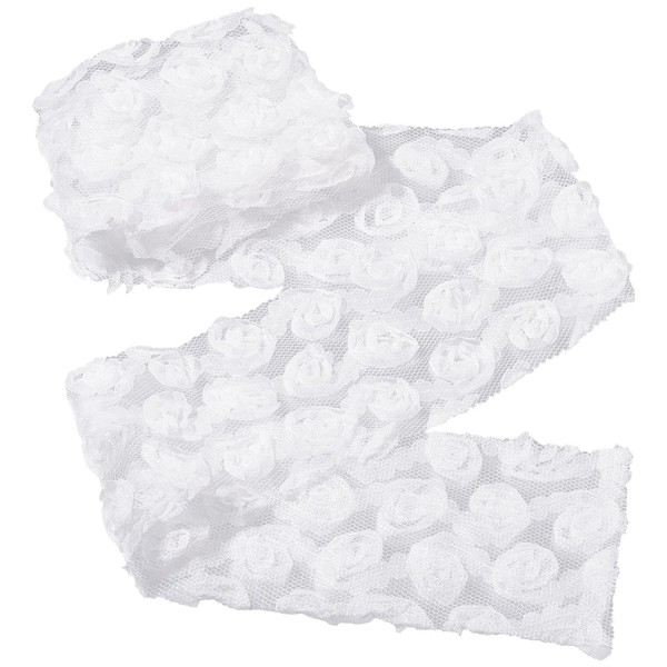 Cheriswelry 1 Yards White Flower Lace Trim Ribbon 2-3/8 inch