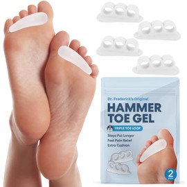 Dr. Frederick's Original Hammer Toe Corrector Gels - 2 Pairs - All-Day Relief for Crooked & Overlapping Toes - Soft Cushioning - Symptomatic Support for Toe Alignment - White - 3 Loop Design