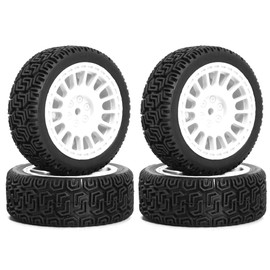 Limnyves 4pcs 68mm Rally Tire Rubber Tire Wheel Tires XV01 XV02 TT01 TT02 PTG-2 1/10 RC Racing Car Upgrade Parts White