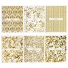 Frcolor Nail Stickers 3D Nail Sticker Set Lace Flower Gold