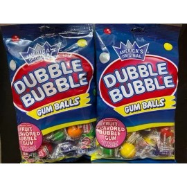 Dubble Bubble Gum Balls- Assorted FRUIT Flavored Individually Wrap Balls- 2 BAGS