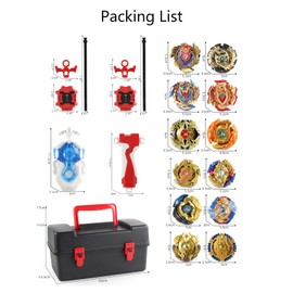 12 Pcs Battling Top Gyros Turbos Set, Spinning Top 4D Toy Gift 3 Launcher with Box Set-07A