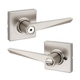 Weiser Tristan Satin Nickel Door Handle, Reversible Privacy Lever, Interior Door Handles for Bedroom and Bathroom Doors, Keyless Bathroom/Bedroom Door Lock, Modern Home Décor