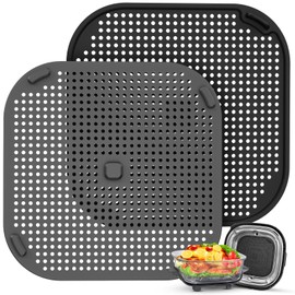 2 PCS Silicon Splatter Shield for Ninja Crispi Air Fryer Heat-Resistant Splash Guard,Protector for Ninja Crispi Accessories,Crisp Containers,and Replacement Parts Protects Kitchen from Oil Black&Grey