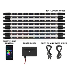 LEDGlow 8pc Bluetooth Multi-Color LED Interior Footwell Underdash Neon Lighting Kit for Cars & Trucks - Smartphone App - Create Any Color - Courtesy Lights - Music Mode - Control Box - Universal
