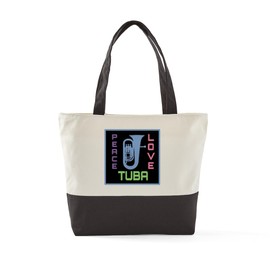 CafePress Peace Love Tuba Canvas Tote Top Zipper Closure