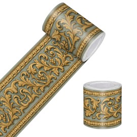 HOMETITUTE Wallpaper Border Peel and Stick Decorative Wall Trim Self Adhesive Vintage Scroll Accent Strip for Living Room Hallway Door Frame Mirror Edge 4x196 Inch Gold Baroque Style Classic Design