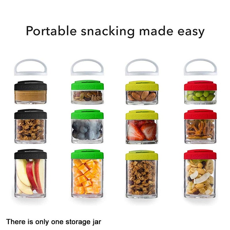 ALEOHALTER Snack Pots 4 Pieces Stackable Storage Jars Portable Lunch