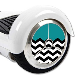 MightySkins Skin Compatible with Hover Balance Board Scooter Wheels Mini Board Unicycle Bluetooth wrap Cover Sticker Teal Chevron