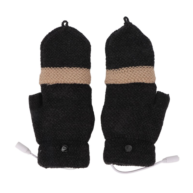 USB Heated Gloves Full and Half Fingers Washable Knitting Electric