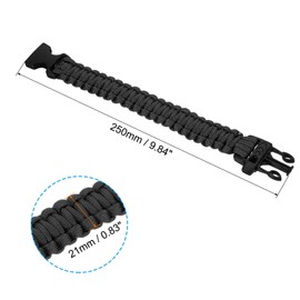 PATIKIL Survival Paracord Bracelets, Pack of 3 Braided Bracelets with Plastic Clasp, Party Gifts, Camping Gifts, Outdoor Capes for Men, Black, Polyester