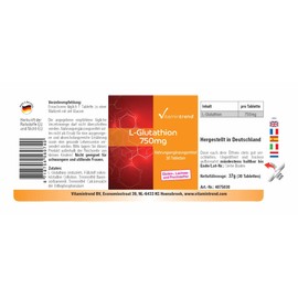 L-Glutathione 750mg - High Dose Reduced Glutathione - Vegan - 30 Tablets | Vitamintrend®