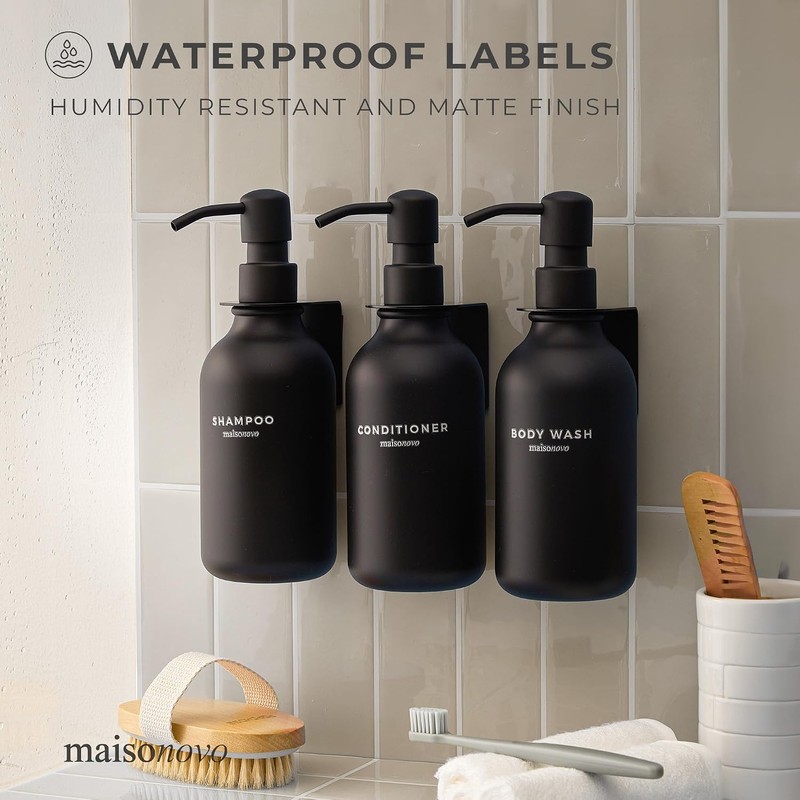 Etiquetas impermeables MaisoNovo para botellas, diseño de calcomanías - Paquete