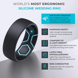 ThunderFit Men's Patterned Silicone Rings, 8mm Wide 2.2mm Thick Rubber Bands,Variety Multipack 1,4,7