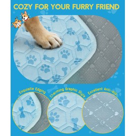 YAOGEG Upgraded Dog Cooling Mat for Dogs& Cats,Ice Silk Self Cooling Mat for Dogs(Q-Max>0.5),Washable Breathable Non-Slip Summer Dog Bed Mats for Crate Car Sofa Indoor Outdoor,Light Blue 29.1×18.5in
