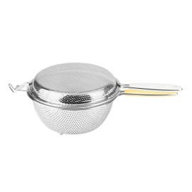 Pearl Metal CooFooGoo AZ-5530 Stainless Steel Punching Handy Strainer, 6.3 inches (16 cm), Dandelion/White Handle, Set of 2