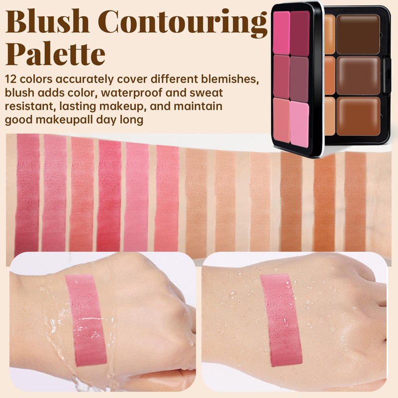 Noerrors 12 Colors Cream Contour Blush Palette, Colour Fix Concealer