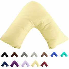 TAOSON 100% Cotton 300 Thread Count Soild Envelope Style V Shaped/Tri/Boomerang Standard Pillow Case Cushion Cover Only Cover No Insert (Ivory Yellow)