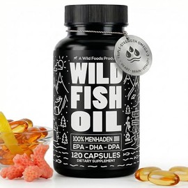 Aceite de pescado salvaje, EE. UU. Caught Omega-3 DPA, DHA & EPA – 60 cápsulas de gel sin arbustos, sin OMG, certificado sostenible, probado para pure