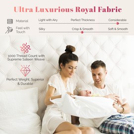 Ashton Sheets Luxury Egyptian Cotton King Pillow Cases Set of 2 - High Thread Count King Pillowcases, Ultra Soft, Sateen Weave Cooling Pillowcase, Extra Long Staple Hotel Quality Pillow Cover - Ivory