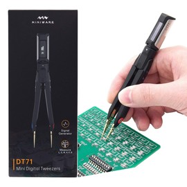 DT71 Mini Digital Tweezers Portable Multimeter Testers LCR/ESR Meter, Measure SMD,Including Resistor, Capacitor, Inductance, Voltage, Frequency, and Diode,with Interchangeable Tweezer Tips