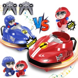 Dwi Dowellin 2 Pack Remote Control Cars, RC Cartoon Bumper Car Toys for Kids, with Light&Music&Sound Race Cars for 2 Player Racing Together, Christmas Birthday Gift for Toddler Boys Girls 3+ Year Old