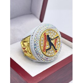 Discount Sports Rings, Baseball or Softball Batter CHAMPION RING — Player Award, assorted colors and gemstones, Non-Precious Metal, quartzite
