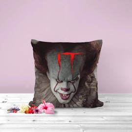 The Beach Stop Horror Movie Pennywise Scary Clown Scatter Cushion Cover | Unique Home Decor Inspo Gift Idea | 45x45cm 18x18” | Pennywise IT