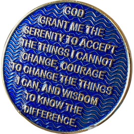 11 Month AA Medallion Dusty Blue Color Gold Plated Sobriety Chip