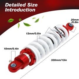 13" Heavy Duty Steel Adjustable Spring Shock Absorber 330mm Millimeter Hole Center Distance Damping Compatible with Pit Quad Mini Dirt Bike ATV Dirt Bike Mountain Bike