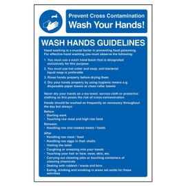 V Safety Wash Hands Guidelines - Portrait 200 x 300mm - 2mm Rigid Plastic Safety Sign