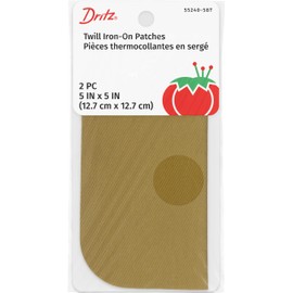 Dritz 55240-58T Patches, Iron-On, Twill, Khaki, 5 x 5-Inch (2-Count)