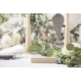 UNIQOOO 20 Pack Modern Sign Holders for Acrylic | Wood Table Number Display Stands | Place Card Holder, Photo Stand, Perfect for Retail Shop, Cafe Bar, Home, Wedding Dinner Party and Events Decoration
